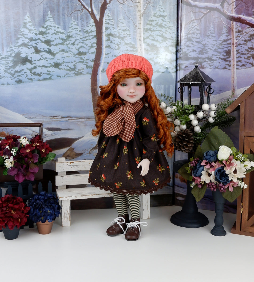 Autumn Rosebuds - dress ensemble with boots for Ruby Red Fashion Friends doll