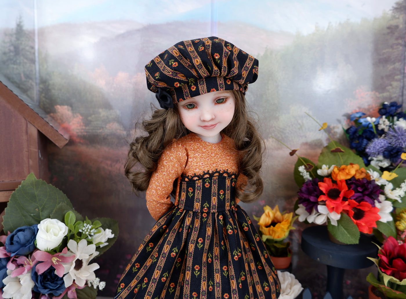 Autumn Stripe - dress with shoes for Ruby Red Fashion Friends doll