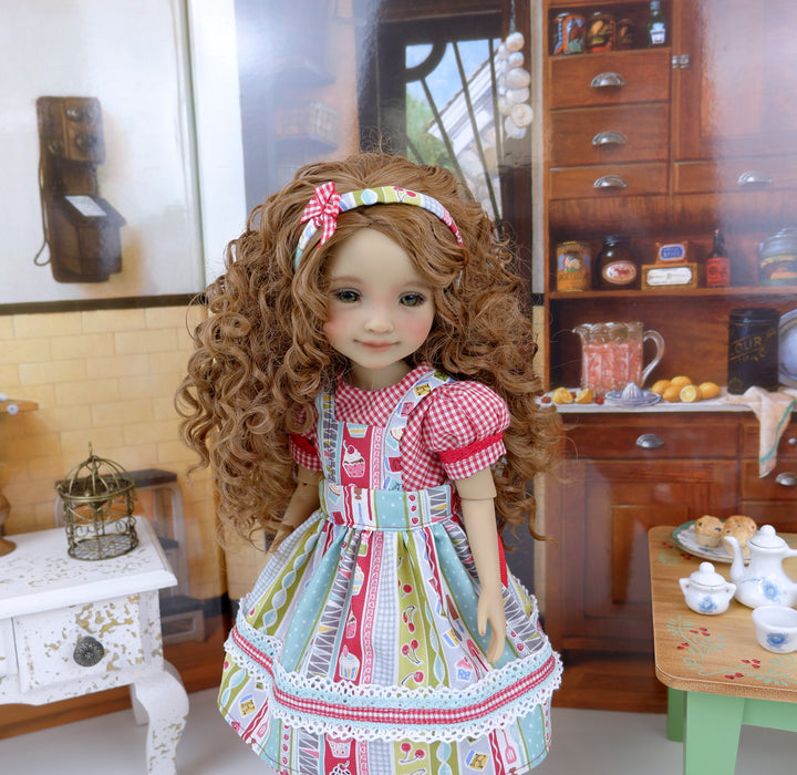 Baking Cakes - dress & apron with shoes for Ruby Red Fashion Friends doll