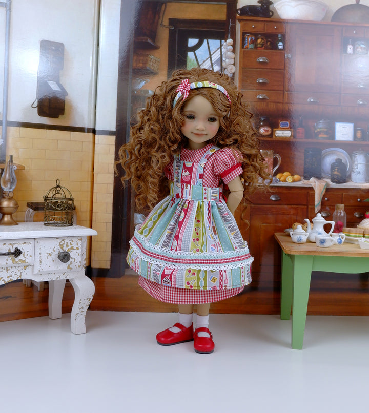 Baking Cakes - dress & apron with shoes for Ruby Red Fashion Friends doll