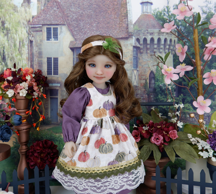 Baroque Pumpkins - dress & pinafore with shoes for Ruby Red Fashion Friends doll