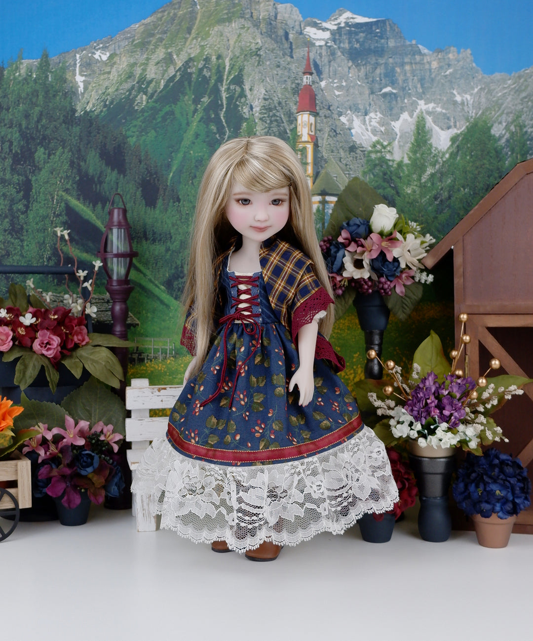 Bavarian Autumn - dirndl style ensemble with boots for Ruby Red Fashion Friends doll