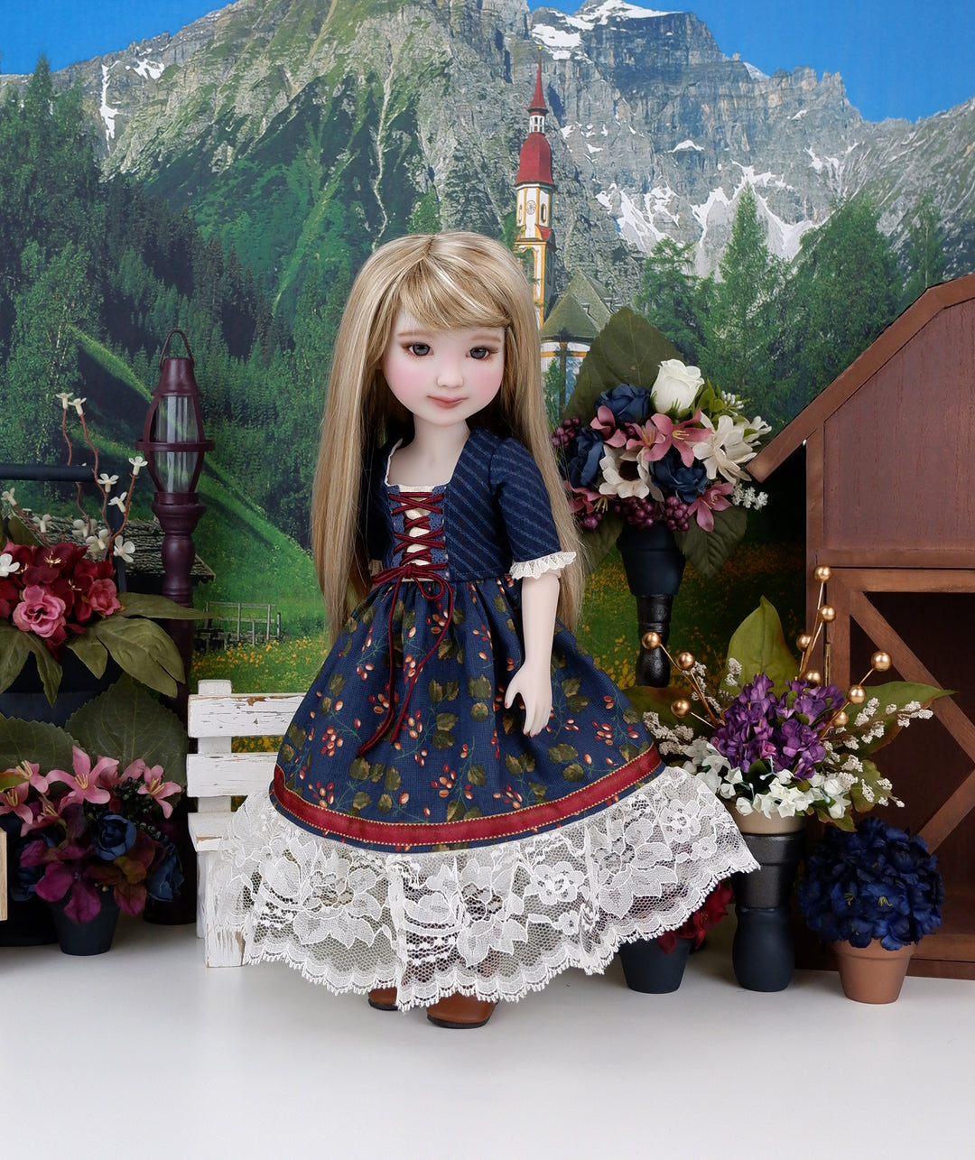 Bavarian Autumn - dirndl style ensemble with boots for Ruby Red Fashion Friends doll