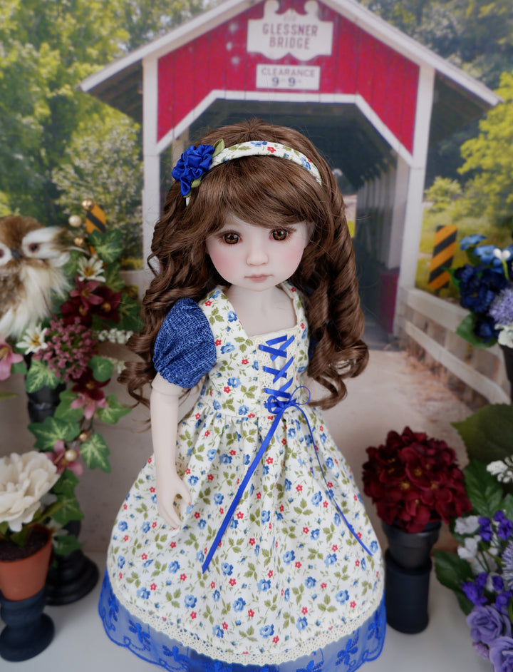 Bavarian Blue Rose - dress ensemble with boots for Ruby Red Fashion Friends doll
