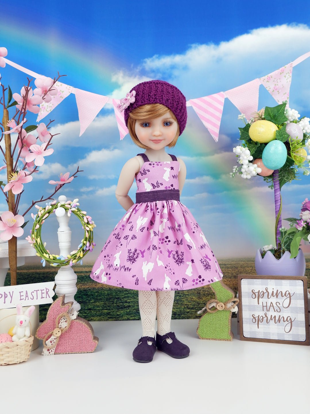 Beautiful Bunny - dress and sweater set with shoes for Ruby Red Fashion Friends doll