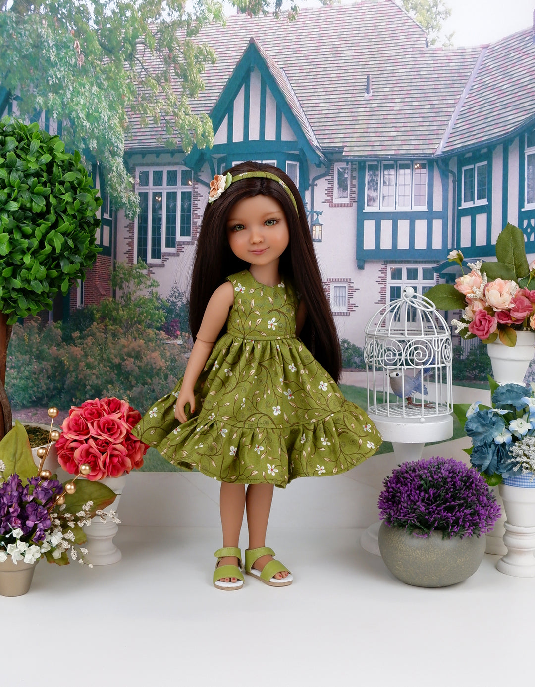 Beautiful Meadow - dress & sweater with shoes for Ruby Red Fashion Friends doll