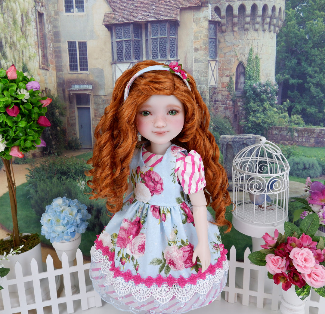 Beautiful Rose - dress & pinafore with shoes for Ruby Red Fashion Friends doll
