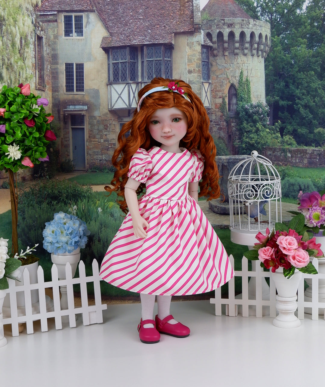 Beautiful Rose - dress & pinafore with shoes for Ruby Red Fashion Friends doll