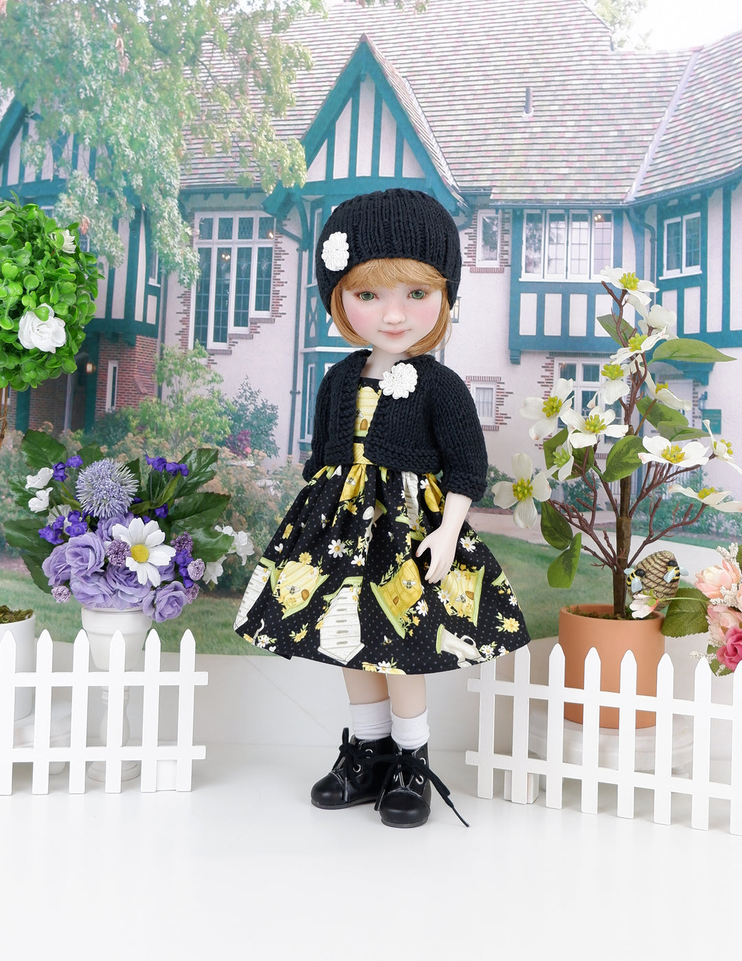 Bee Hive - dress and sweater set with shoes for Ruby Red Fashion Friends doll