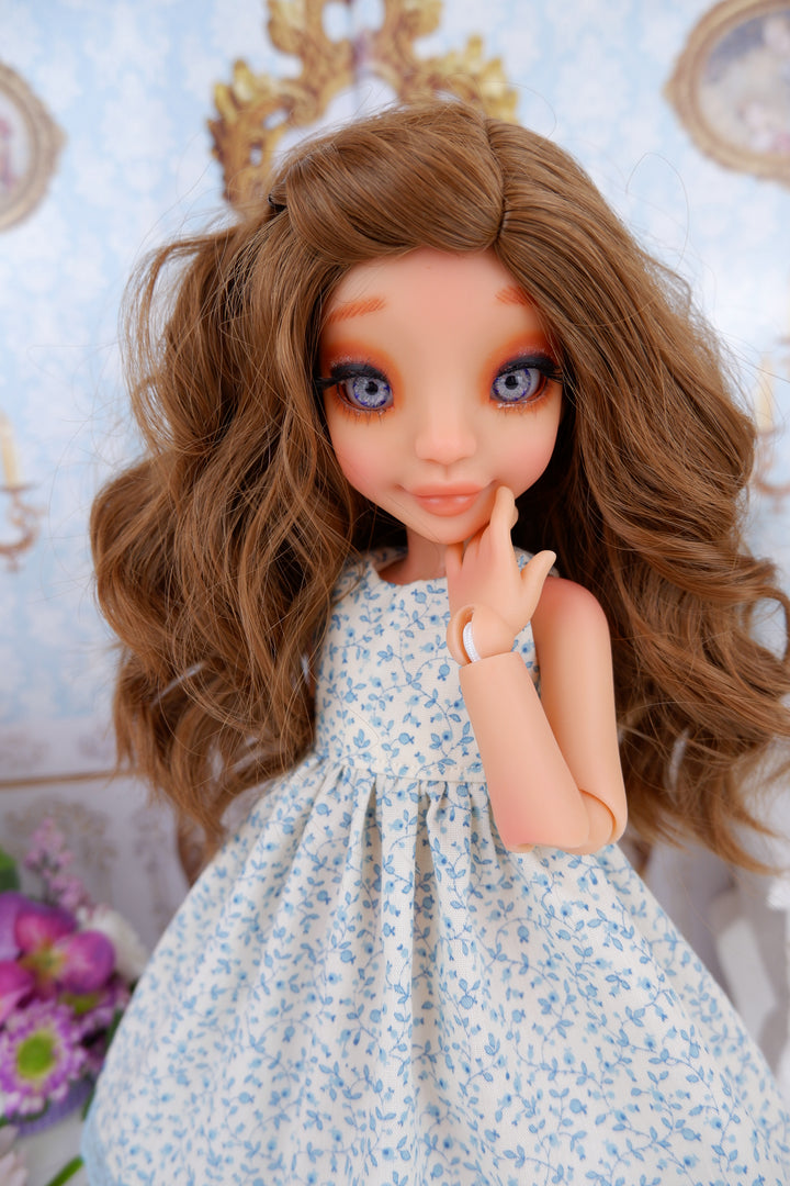 Bitty Blue Vines - dress with shoes for Ava BJD