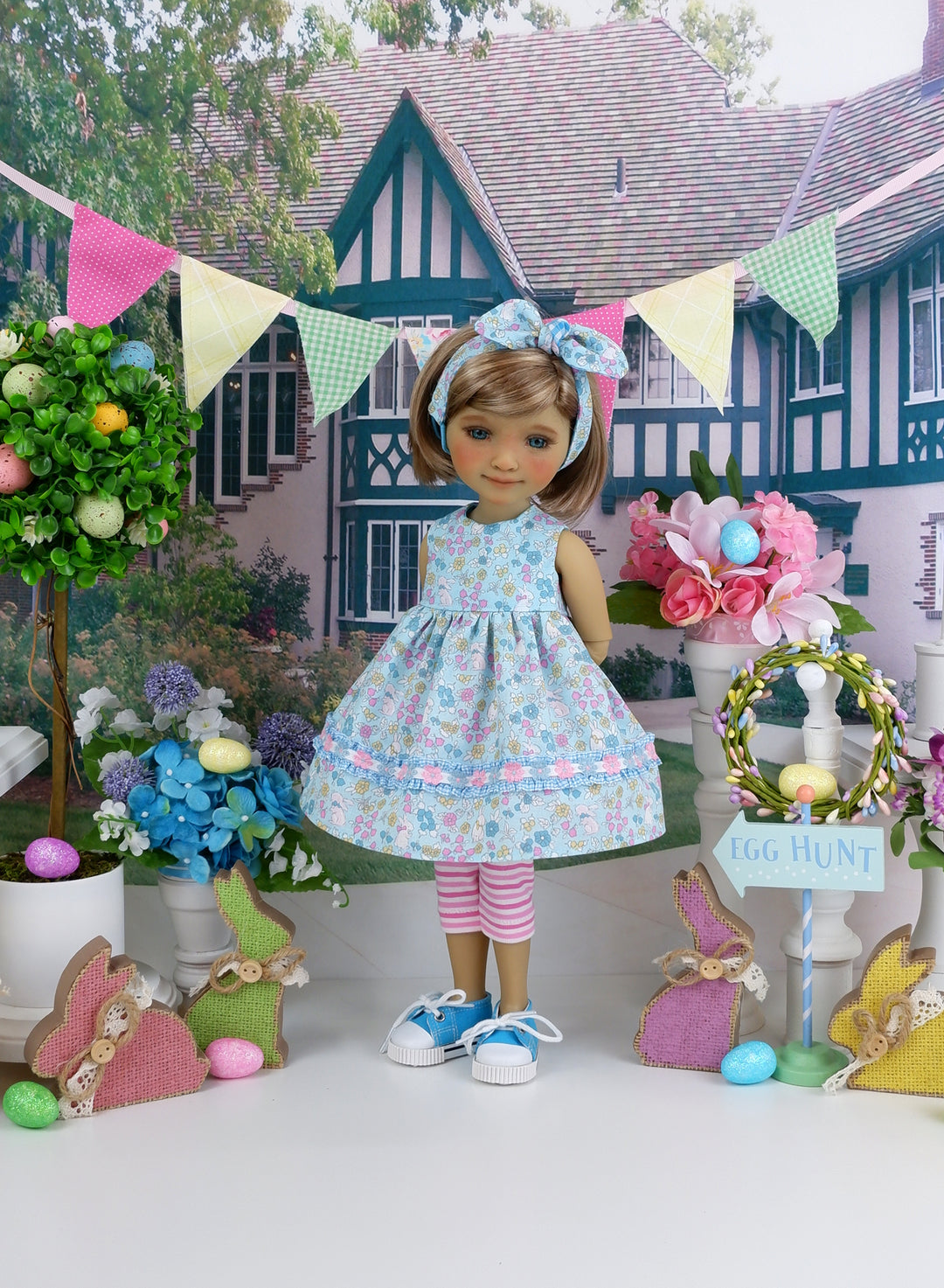 Bitty Garden Bunny - dress and leggings with shoes for Ruby Red Fashion Friends doll