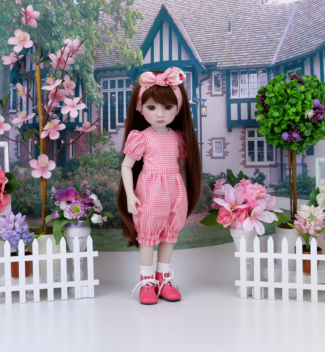 Bitty Riding Hood - romper and pinafore with boots for Ruby Red Fashion Friends doll