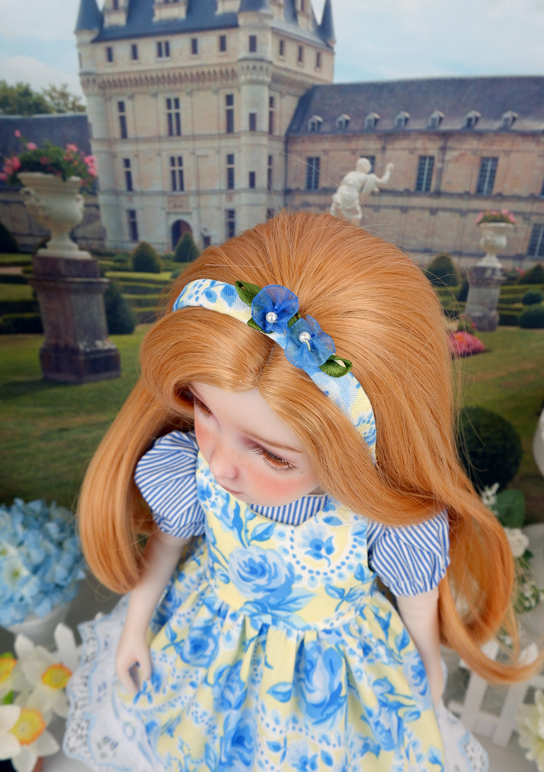 Blue China Rose - dress & pinafore with boots for Ruby Red Fashion Friends doll