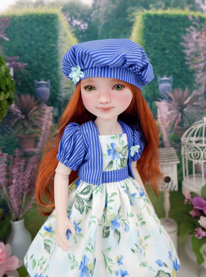 Blue in Bloom - dress & jacket ensemble with shoes for Ruby Red Fashion Friends doll
