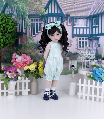 Blue Spring Rose - romper and apron with boots for Ruby Red Fashion Friends doll