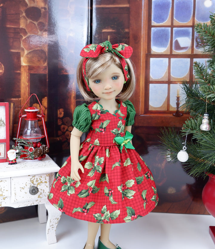 Boughs of Holly - dress with shoes for Ruby Red Fashion Friends doll
