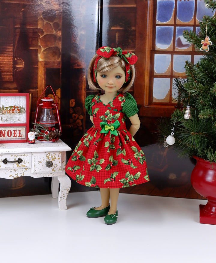 Boughs of Holly - dress with shoes for Ruby Red Fashion Friends doll