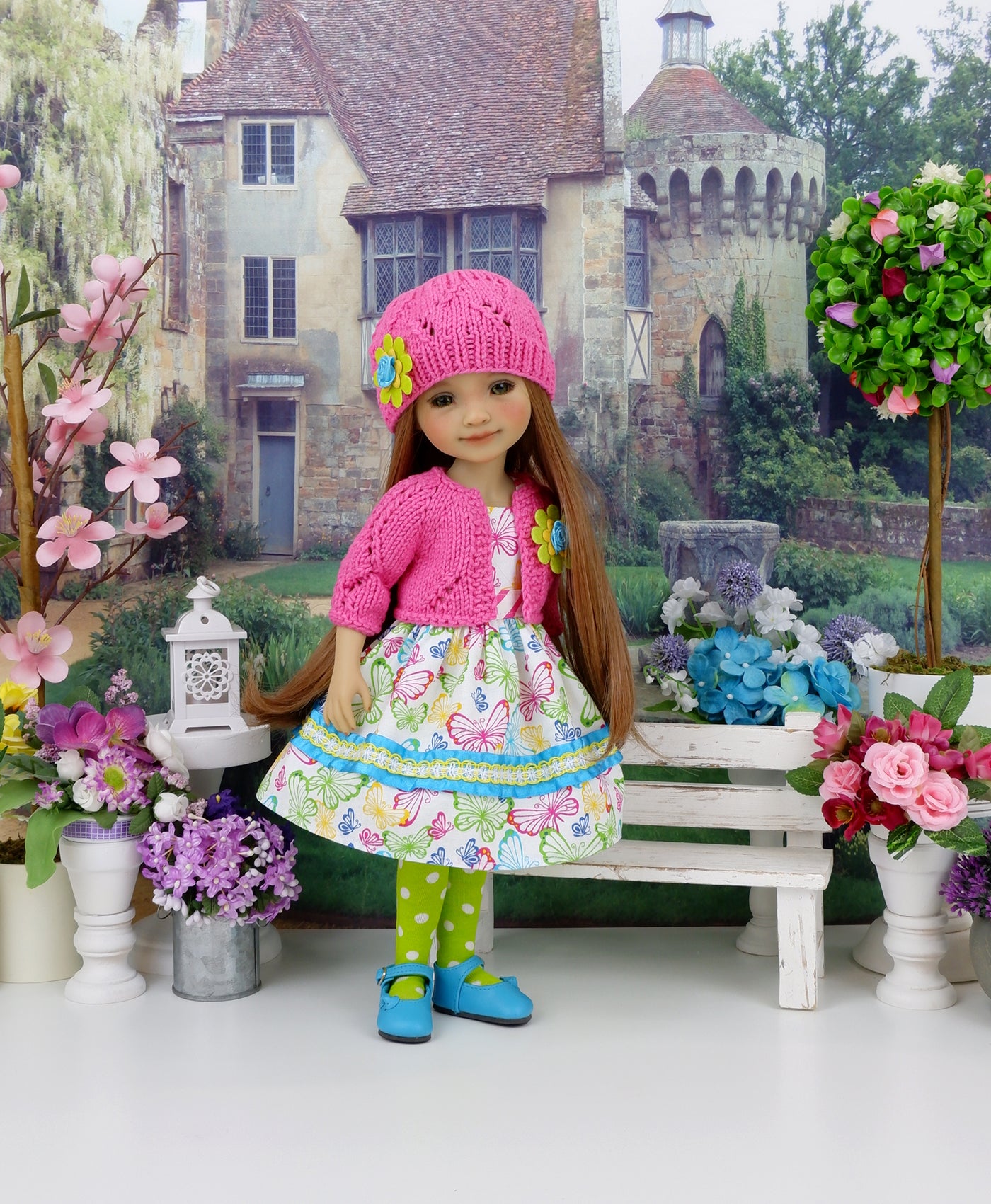 Bright Butterflies - dress and sweater set with shoes for Ruby Red Fashion Friends doll