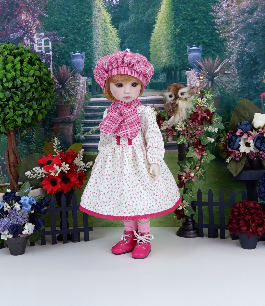Bundled Rosebuds - dress ensemble with boots for Ruby Red Fashion Friends doll