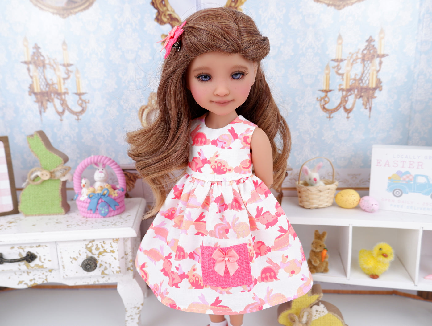 Bunny Swirls - dress with shoes for Ruby Red Fashion Friends doll