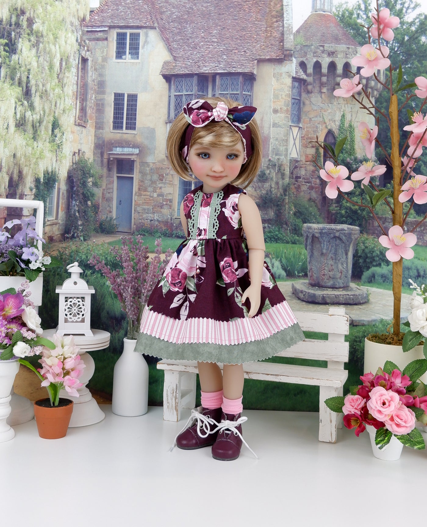Burgundy Wine - dress with boots for Ruby Red Fashion Friends doll