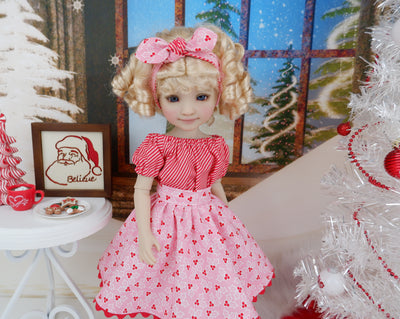 Candied Holly - blouse & skirt with saddle shoes for Ruby Red Fashion Friends doll