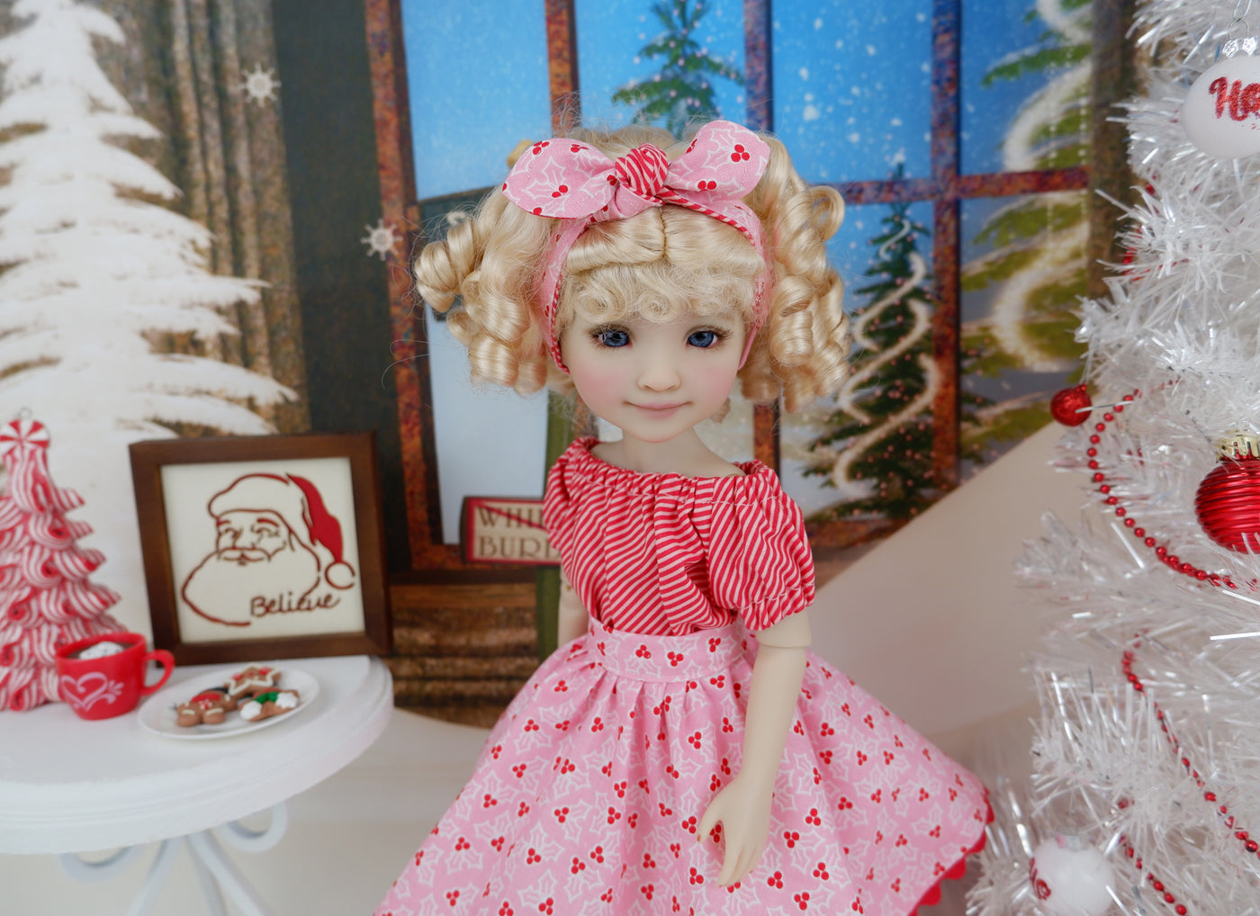 Candied Holly - blouse & skirt with saddle shoes for Ruby Red Fashion Friends doll