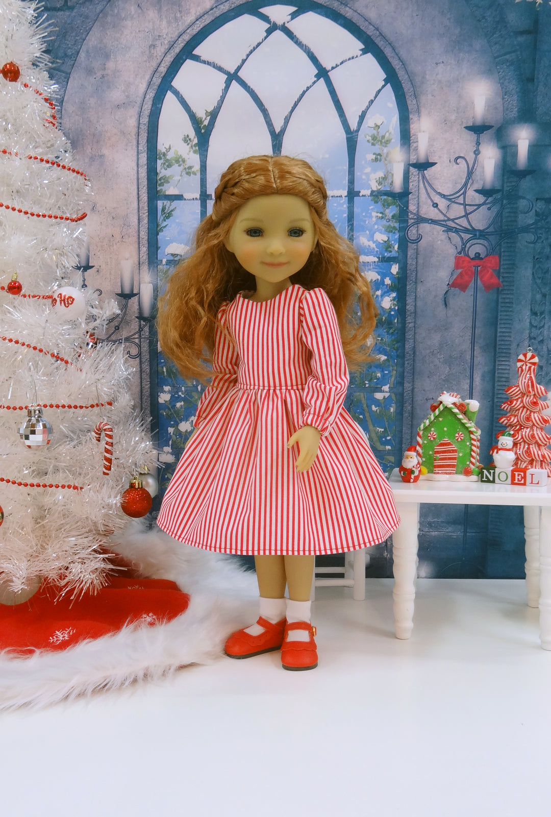 Candy Cane Christmas - dress & apron for Ruby Red Fashion Friends doll