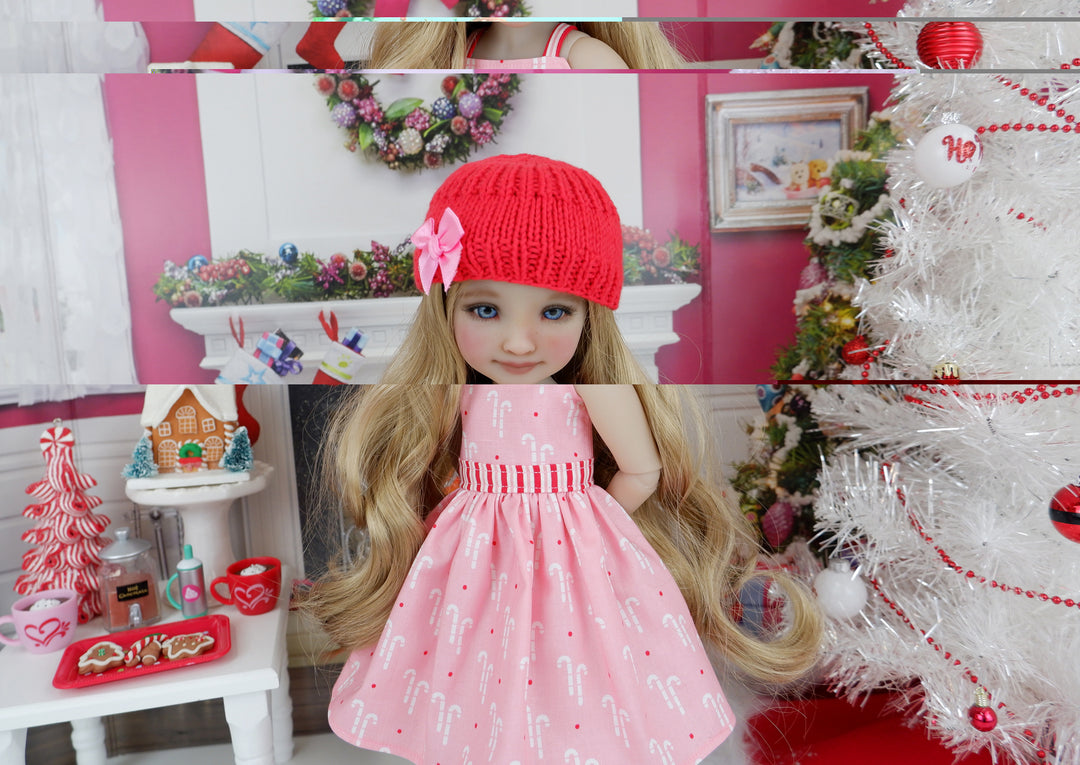 Candy Cane Sweets - dress and sweater set with boots for Ruby Red Fashion Friends doll