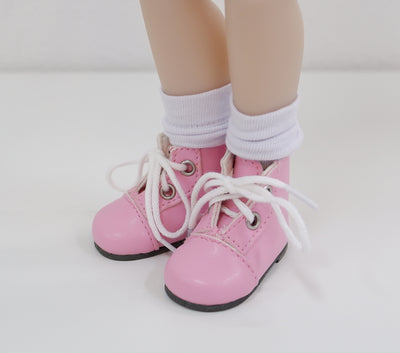 Ankle Lace Up Boots - Carnation Pink