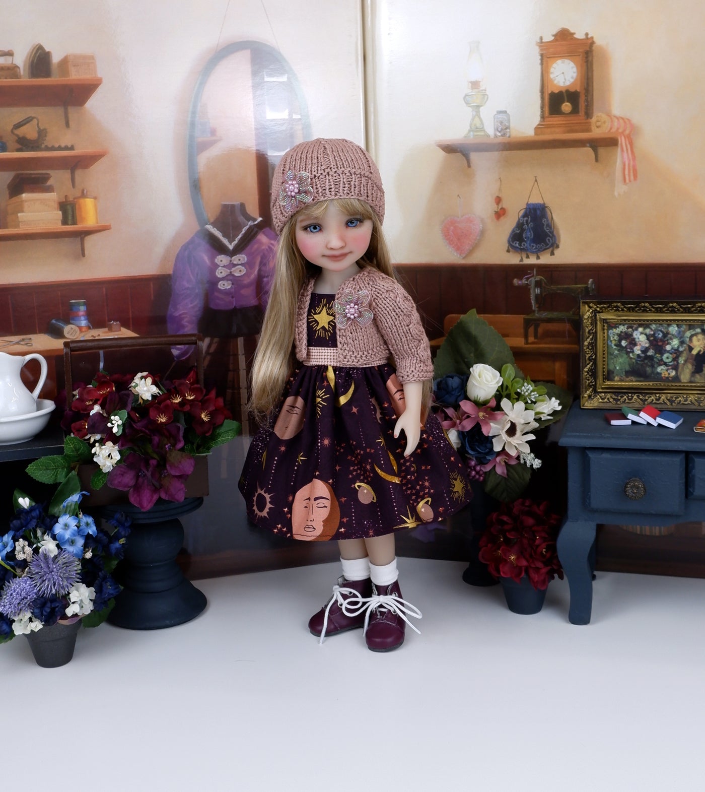 Celestial Beauty - dress and sweater set with boots for Ruby Red Fashion Friends doll