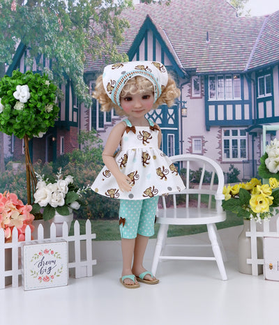 Cheeky Monkey - top & capris with sandals for Ruby Red Fashion Friends doll