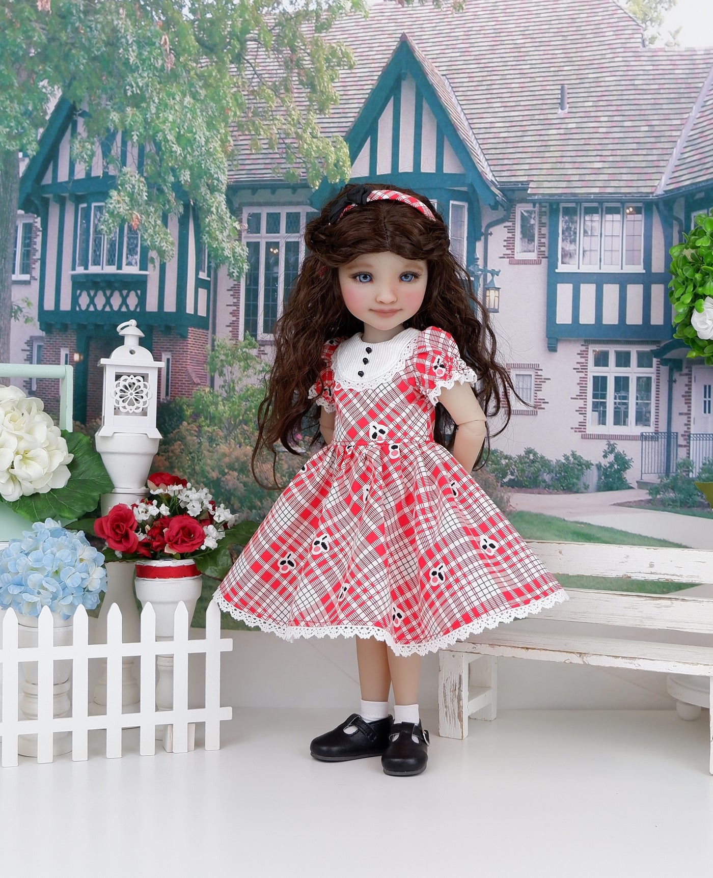 Cherry Plaid - dress with shoes for Ruby Red Fashion Friends doll