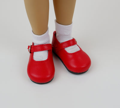 Simple Mary Jane Shoes - Cherry Red