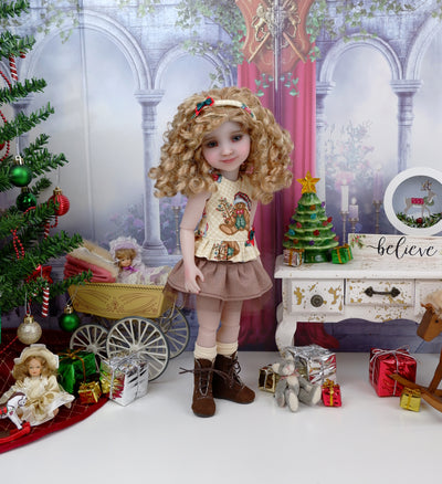 Christmas Bear - top & skirt with boots for Ruby Red Fashion Friends doll
