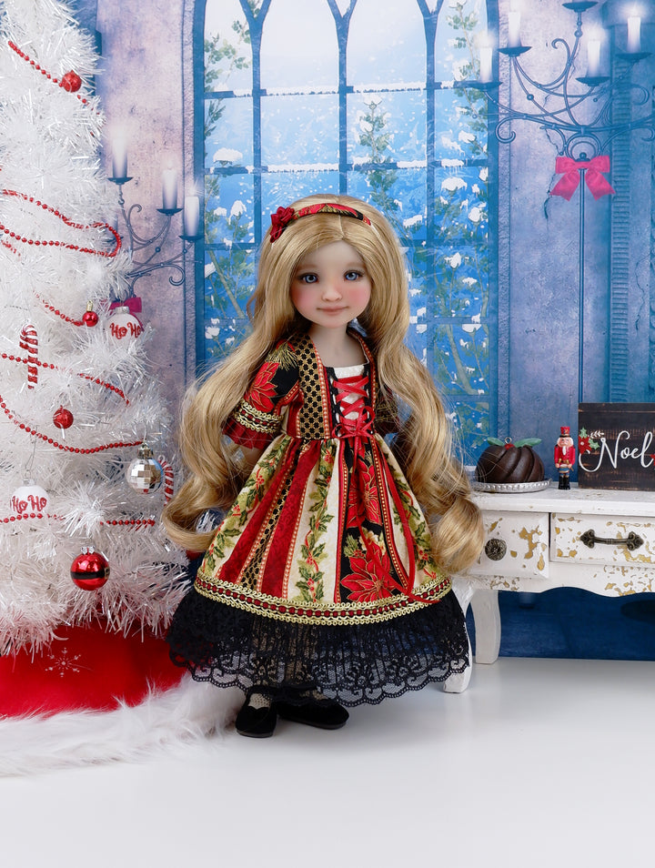 Christmas Belle - dirndl dress ensemble with shoes for Ruby Red Fashion Friends doll