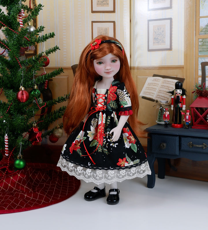 Christmas Bouquet - dirndl dress ensemble with shoes for Ruby Red Fashion Friends doll