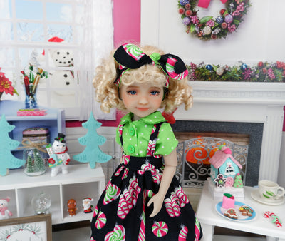 Christmas Candy - blouse & jumper with boots for Ruby Red Fashion Friends doll