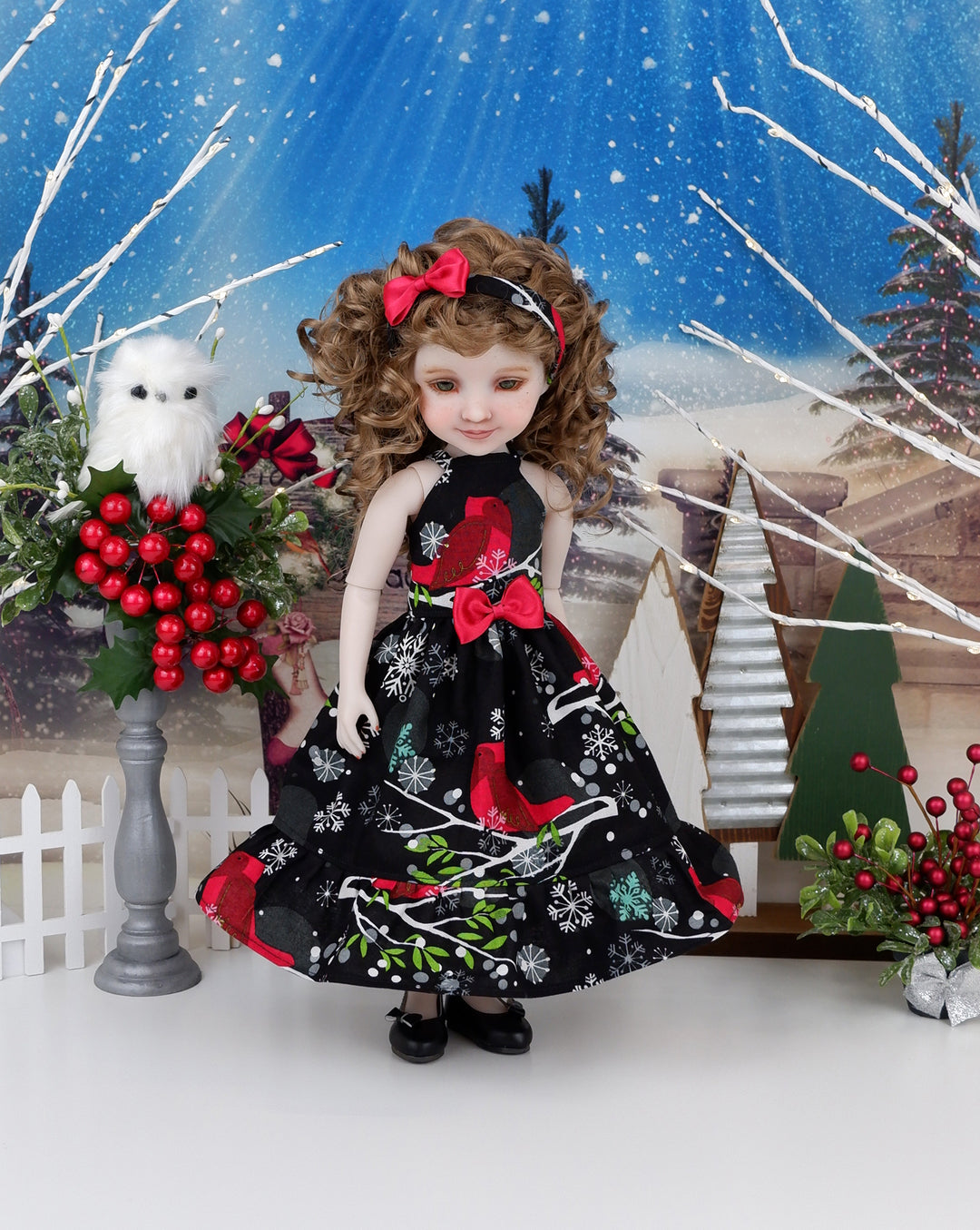 Christmas Cardinal - dress with shoes for Ruby Red Fashion Friends doll