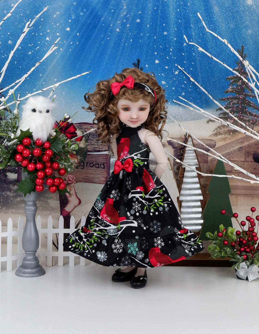 Christmas Cardinal - dress with shoes for Ruby Red Fashion Friends doll
