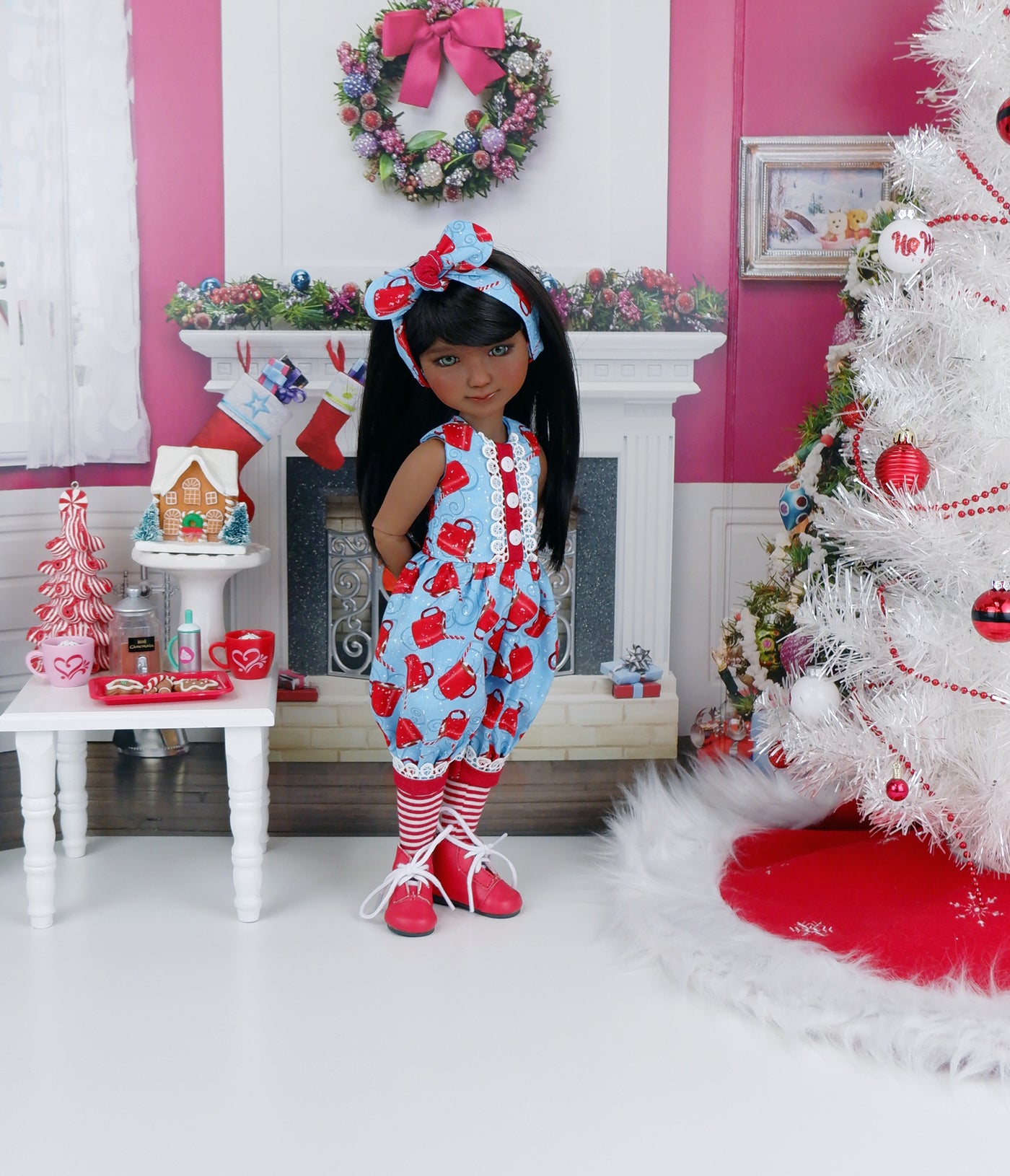 Christmas Cocoa - romper with boots for Ruby Red Fashion Friends doll