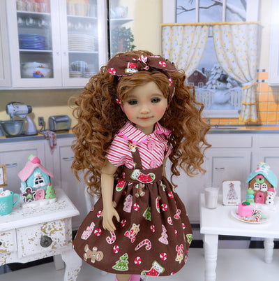 Christmas Cookies - blouse & jumper with boots for Ruby Red Fashion Friends doll