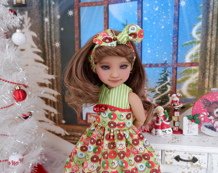Christmas Donuts - dress with shoes for Ruby Red Fashion Friends doll