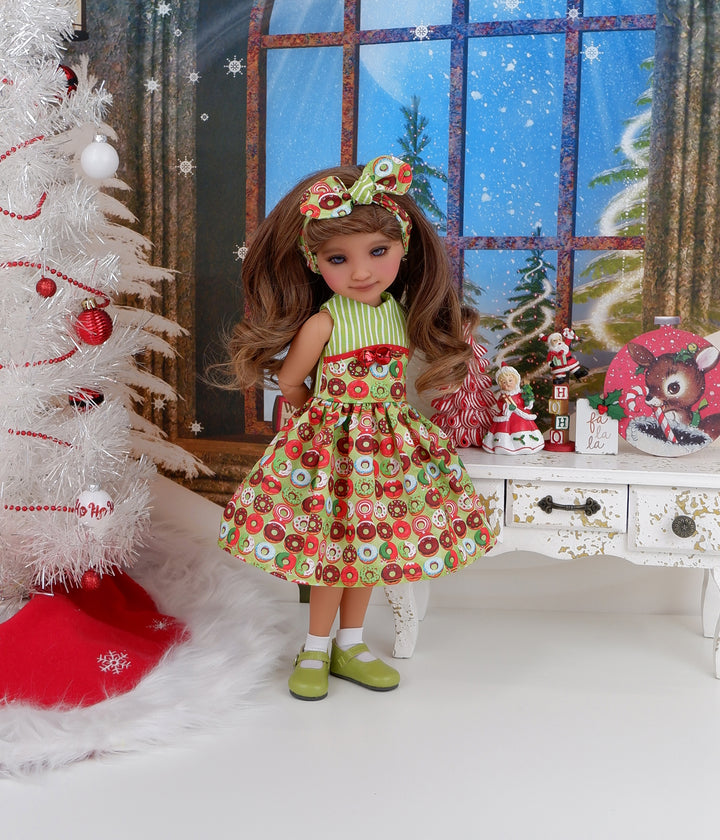 Christmas Donuts - dress with shoes for Ruby Red Fashion Friends doll