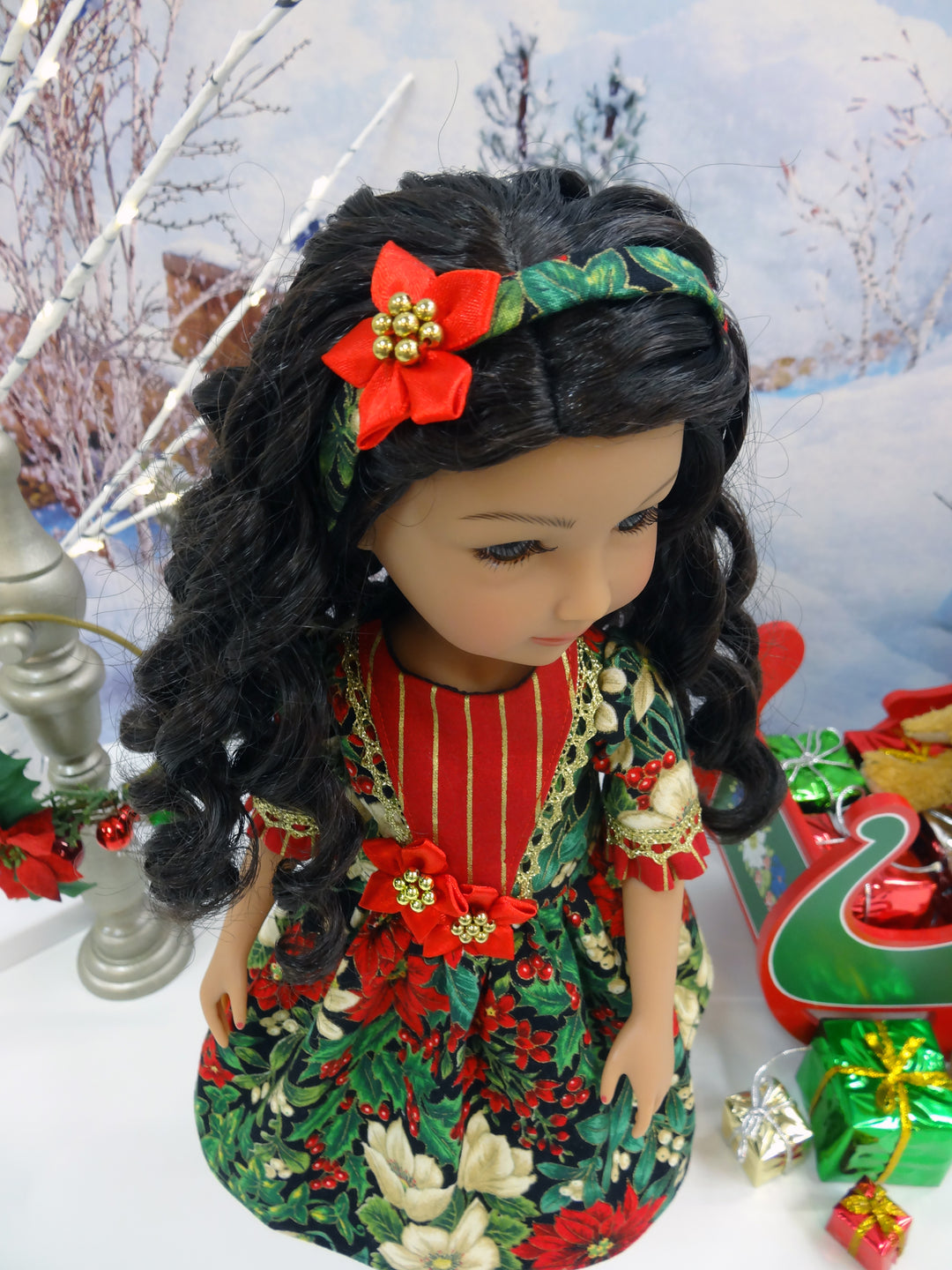 Christmas Flowers - dress with shoes for Ruby Red Fashion Friends doll
