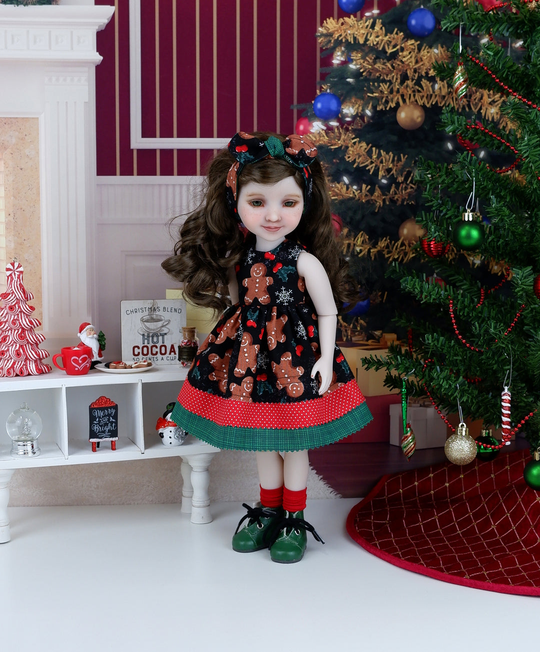 Christmas Gingerbread - dress with boots for Ruby Red Fashion Friends doll