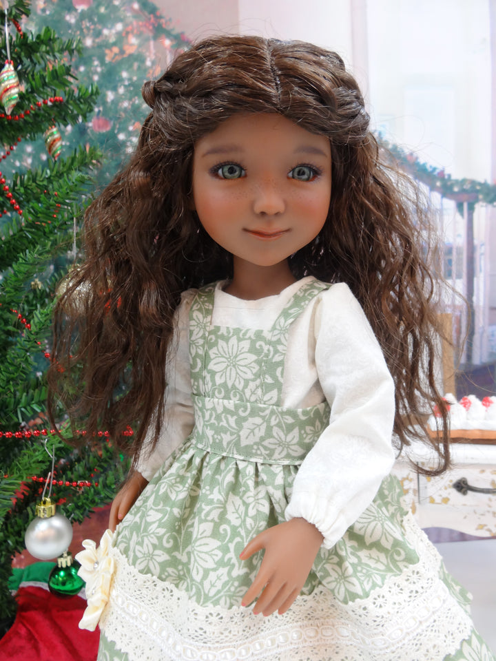 Christmas Greenery - dress & apron for Ruby Red Fashion Friends doll