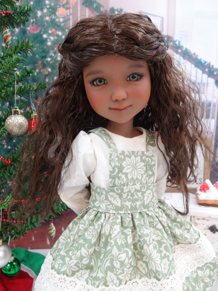 Christmas Greenery - dress & apron for Ruby Red Fashion Friends doll
