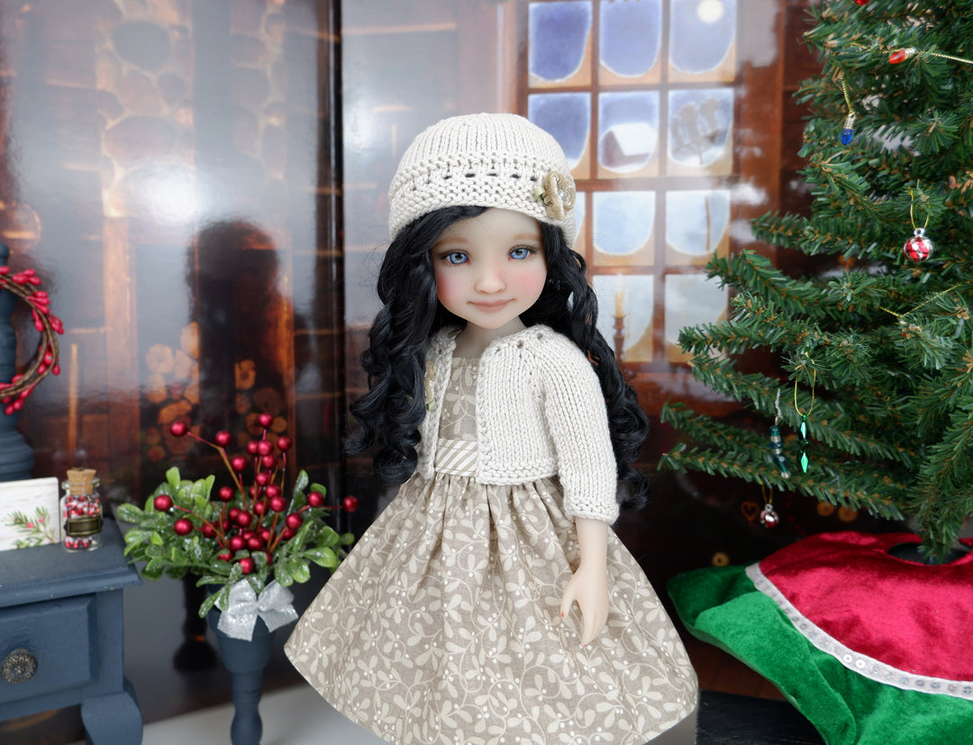 Christmas Kisses - dress and sweater set with shoes for Ruby Red Fashion Friends doll