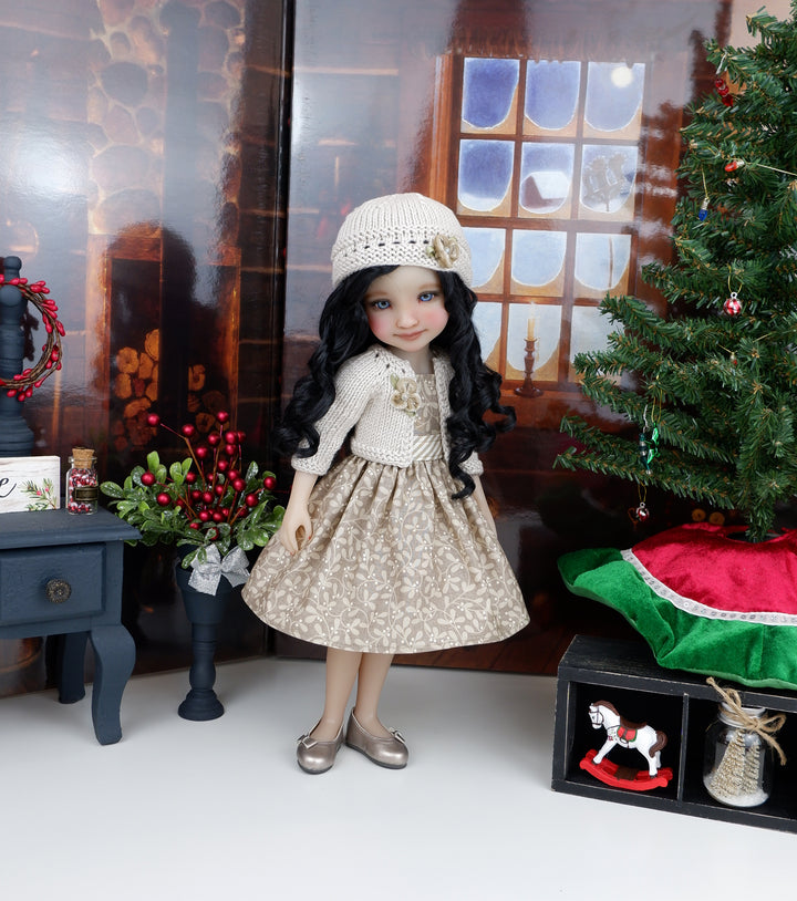 Christmas Kisses - dress and sweater set with shoes for Ruby Red Fashion Friends doll